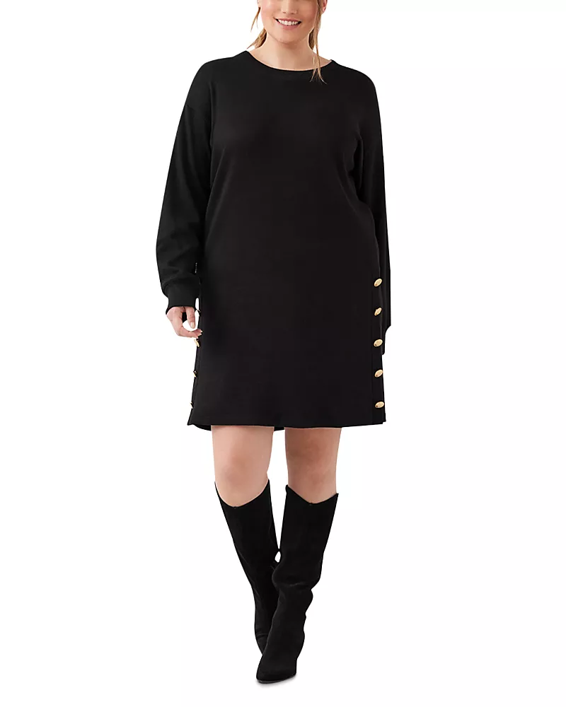 Karen Kane Plus Size Round Neck Side Button Dress