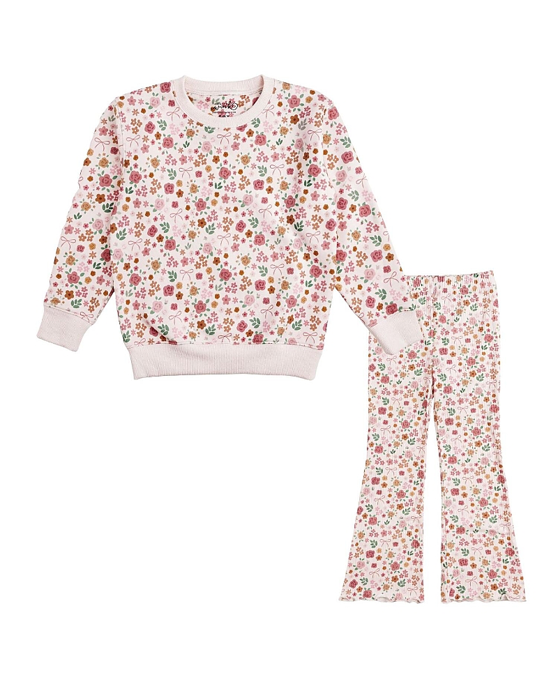 Sweet Wink Girls' Berry Floral Sweatshirt & Flare Legging Set - Baby