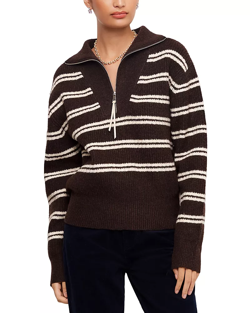 Karen Kane Striped Half Zip Sweater