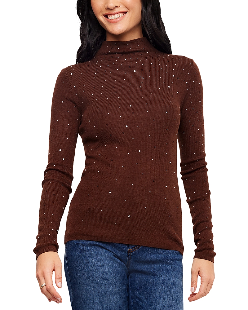 Karen Kane Rhinestone Embellished Mock Neck Sweater