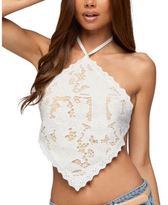 Edikted Handkerchief Backless Lace Halter Top