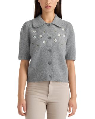 Embroidered Short Sleeve Sweater