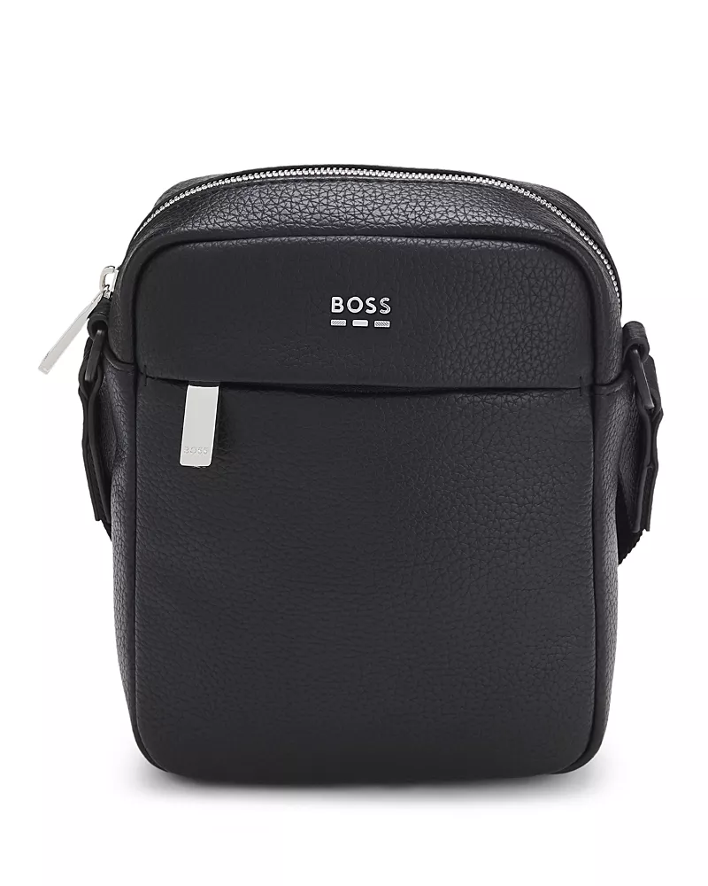 Boss Ray Pebble Logo Zip Reporter Bag