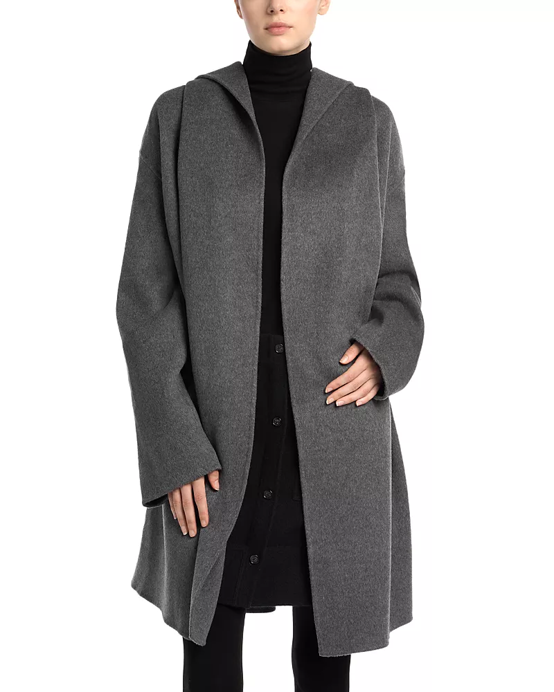 Toteme Wool Hooded Open Front Coat