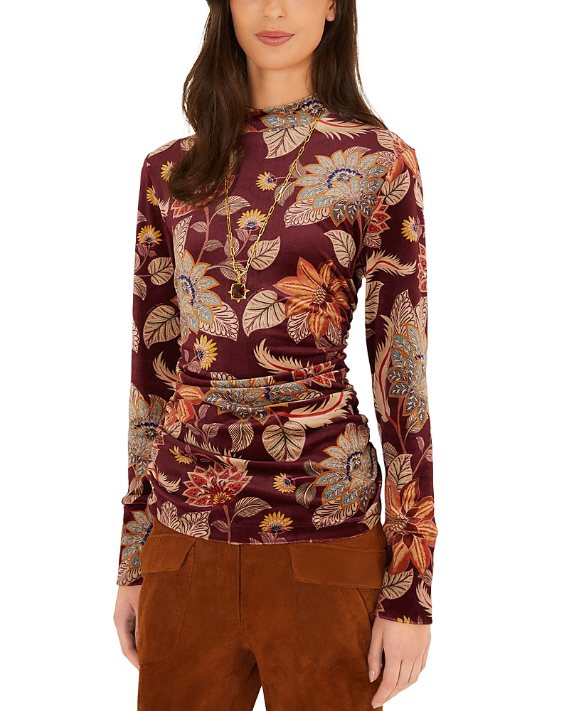 Farm Rio Printed Velvet Mock Neck Top