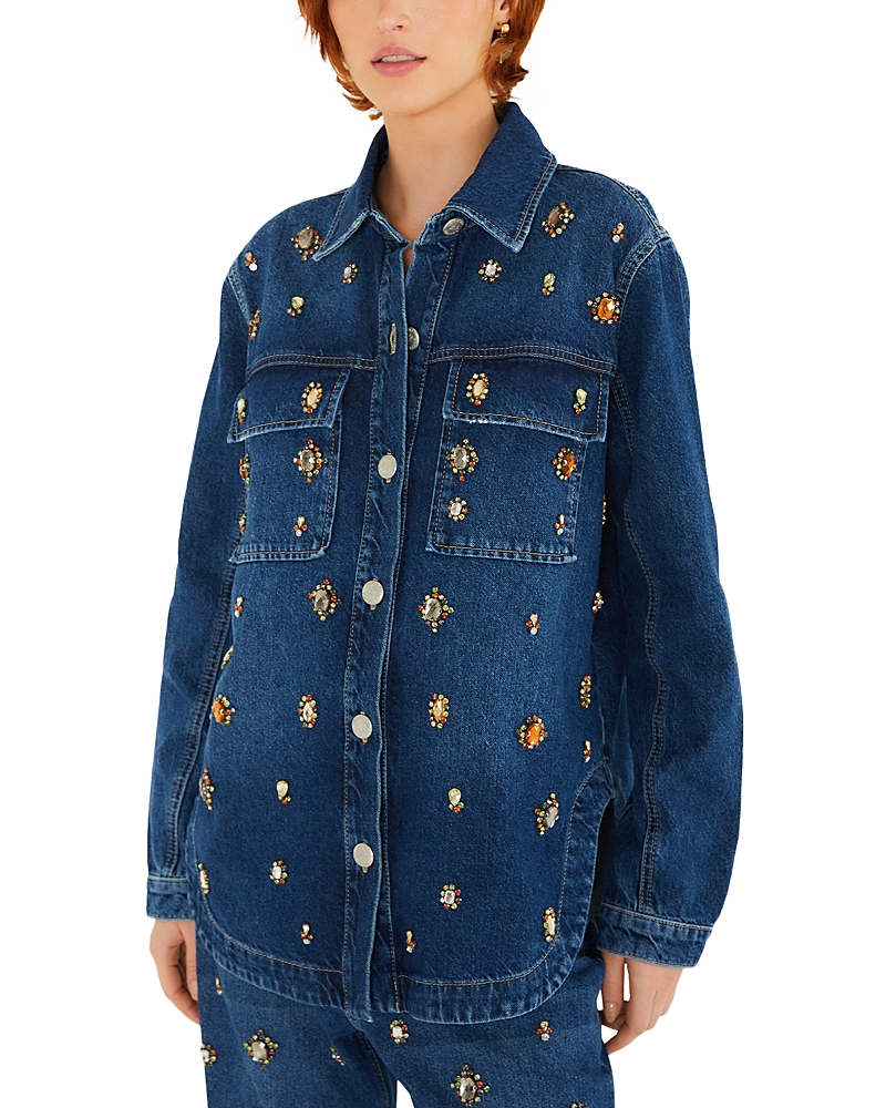 Farm Rio Gem Embellished Denim Shirt