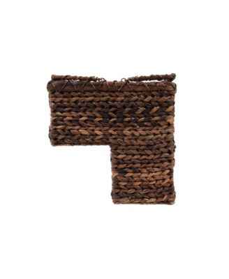 Woven Bankuan and Rattan Stair Basket with Handles