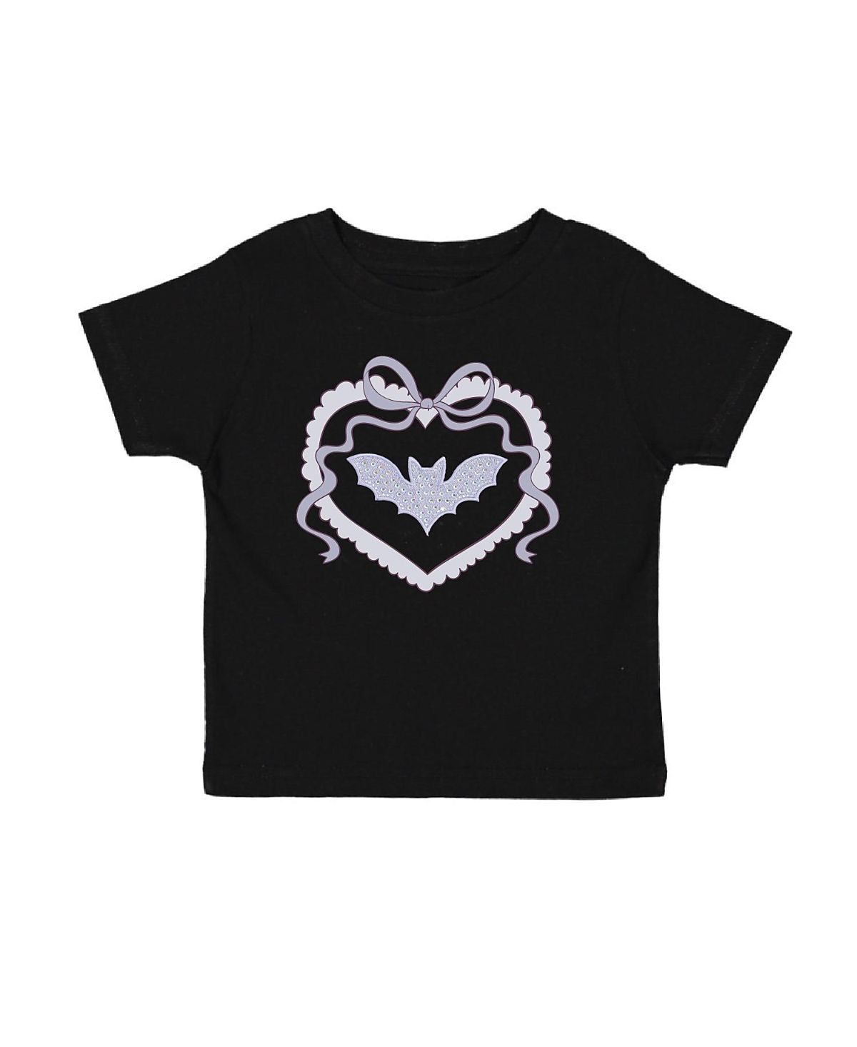 Sweet Wink Girls' Rhinestone Bat Patch Halloween Short Sleeve T-Shirt - Big Kid