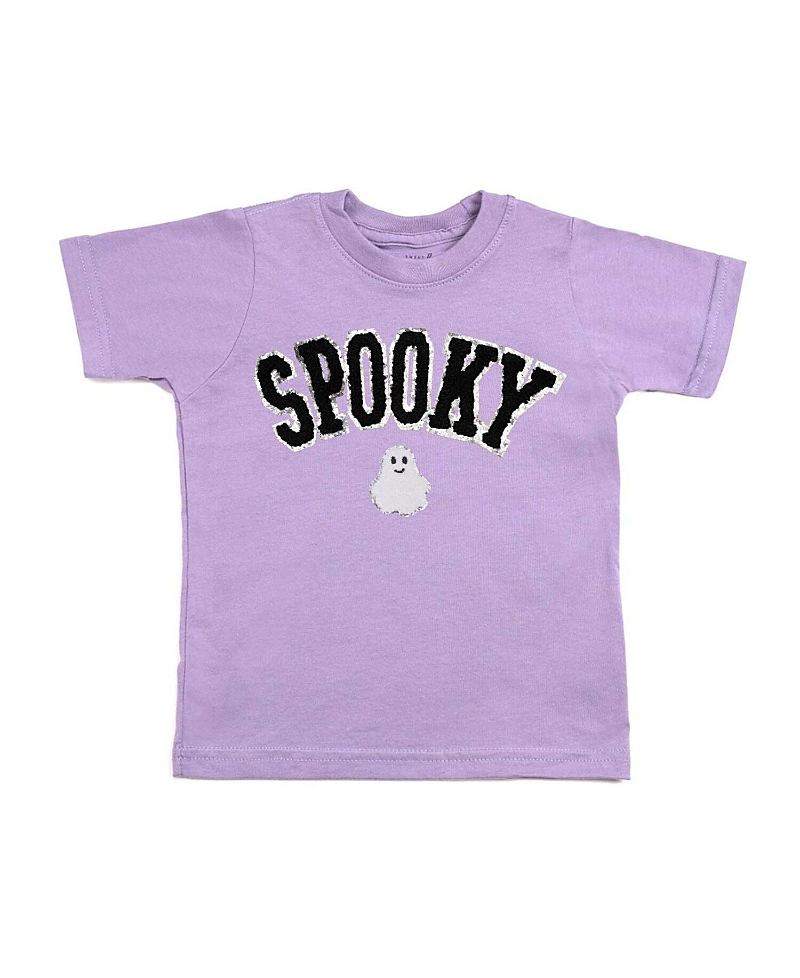 Sweet Wink Girls' Spooky Ghost Patch Halloween Short Sleeve T-Shirt - Baby, Little Kid