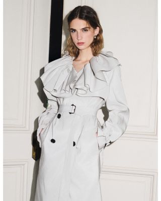 Clare Faille Ruffle Collar Trench Coat