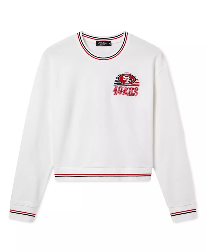 Junk Food Clothing Women's San Francisco 49ers Striped Rib Crop Fleece