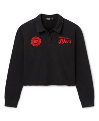 Junk Food Clothing Women's San Francisco 49ers Polo Crop Fleece