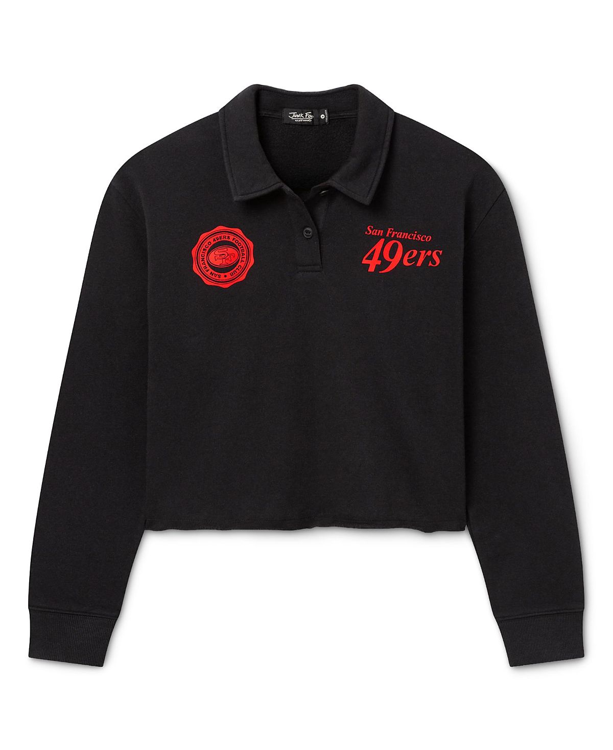 Junk Food Clothing Women's San Francisco 49ers Polo Crop Fleece