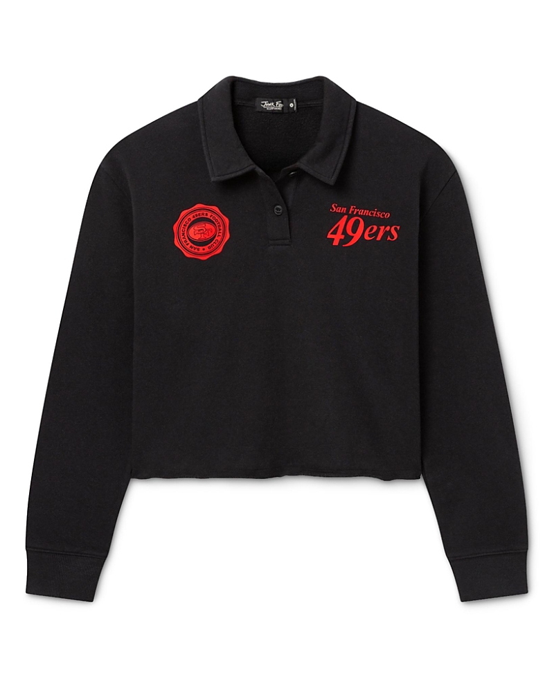 Junk Food Clothing Women's San Francisco 49ers Polo Crop Fleece
