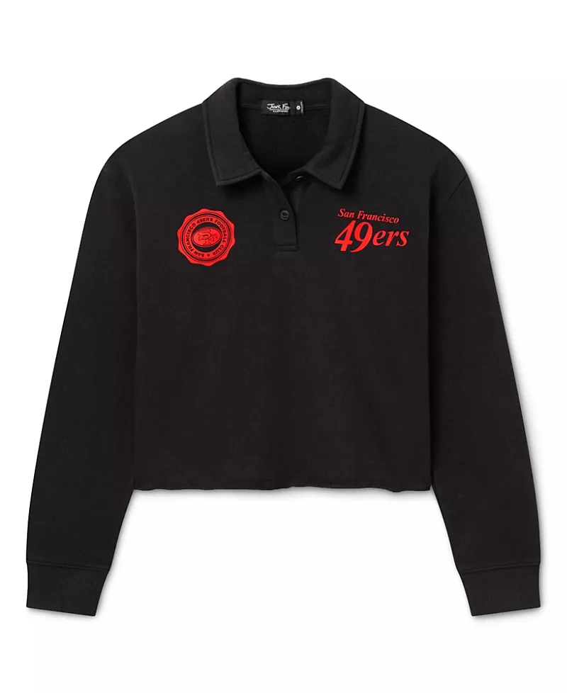 Junk Food Clothing Women's San Francisco 49ers Polo Crop Fleece