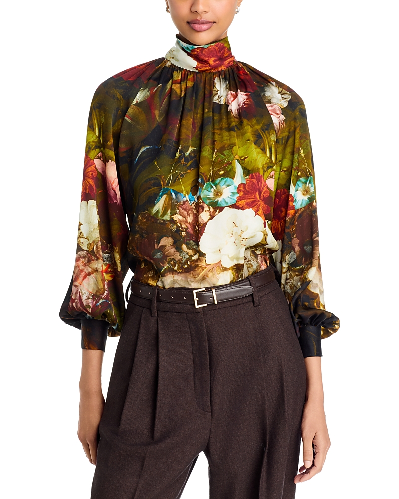 Elie Tahari The Vivian Mock Neck Blouse