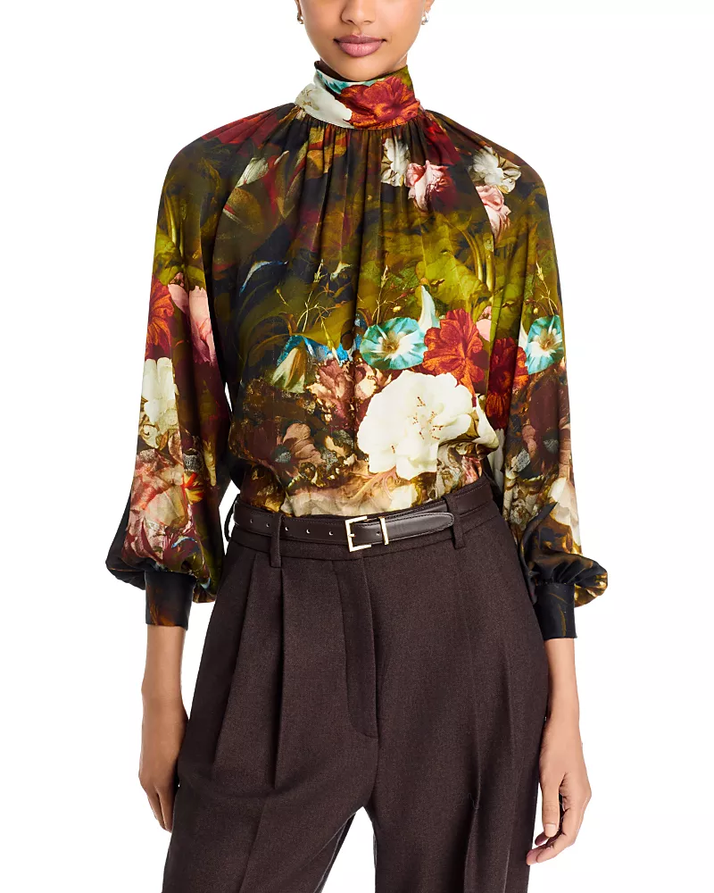 Elie Tahari The Vivian Mock Neck Blouse