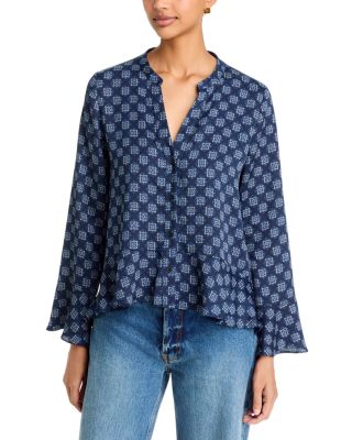 Printed Crepe Flounce Shirt