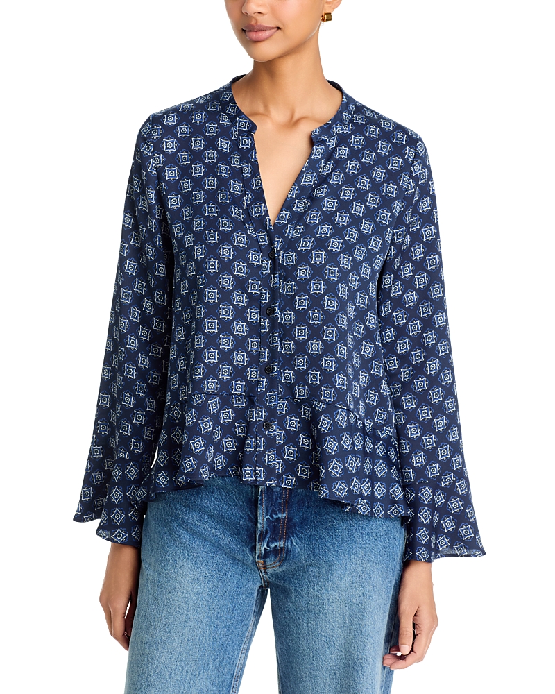Emme Printed Crepe Flounce Shirt