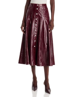 Veena Tumbled Faux Leather Midi Skirt