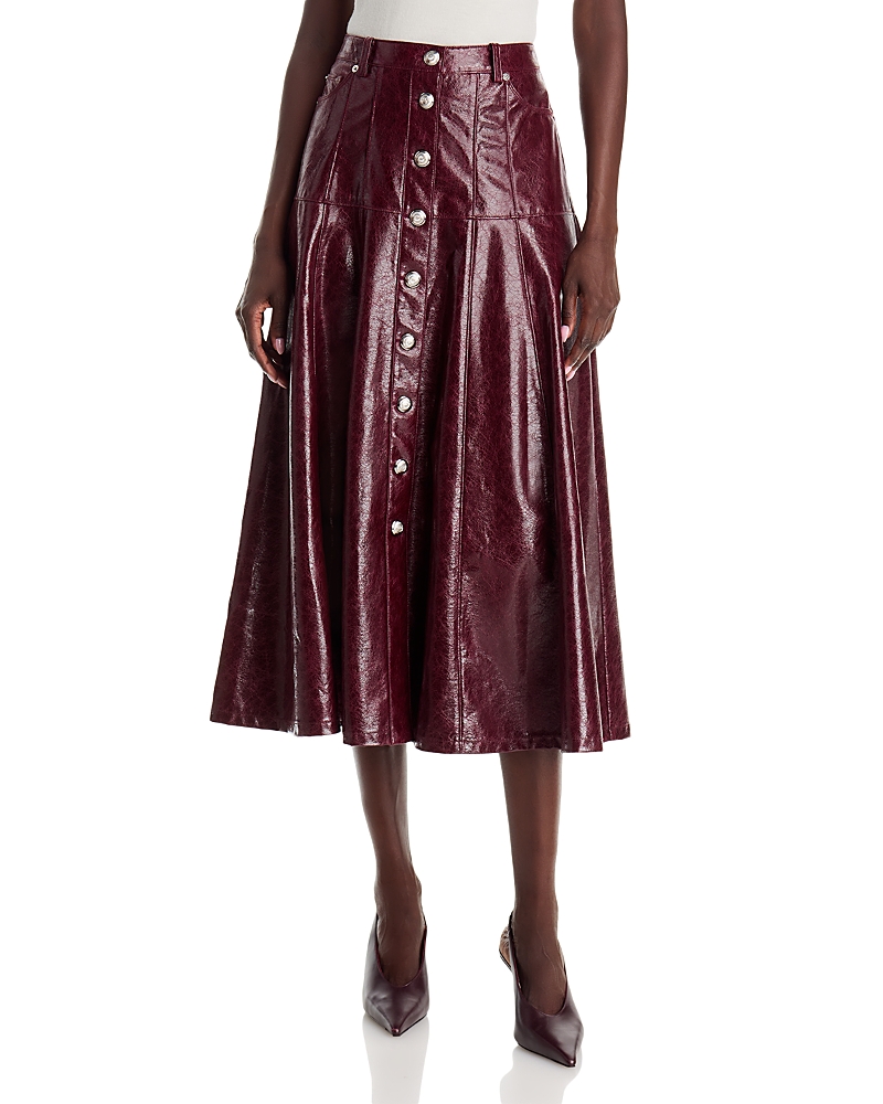 Cinq a Sept Veena Tumbled Faux Leather Midi Skirt