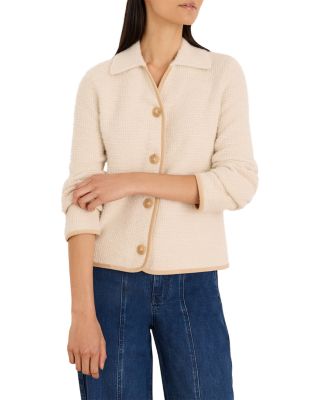 Textured Velvet Corduroy Trim Jacket 