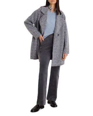 Notch Lapel Mixed Boucle Knit Peacoat - thumbnail 2