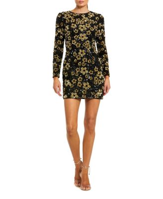  Sequin Beaded Mesh High Neck Fringe Ankle Dress