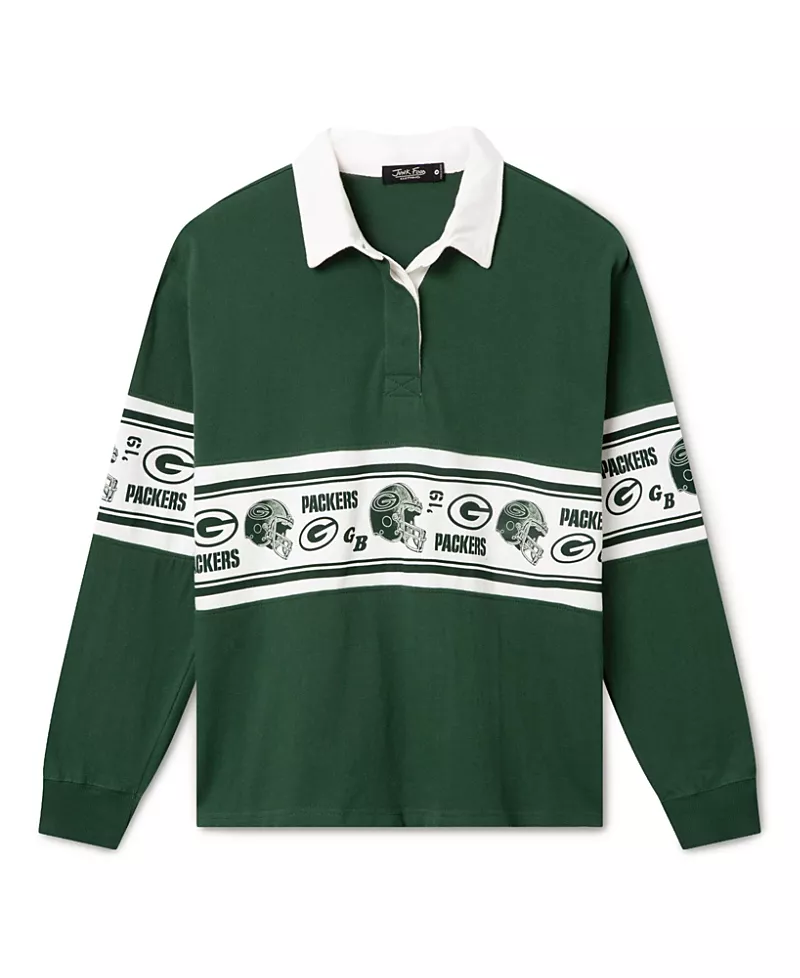 Junk Food Clothing Women's Green Bay Packers Helmet Rugby Shirt