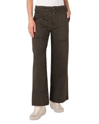 High Rise Utility Straight Jeans in Moss Wood