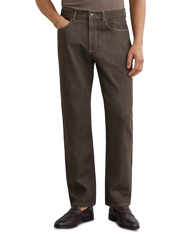 Reiss Bishopsgate Straight Fit 30.7 Jeans in Brown