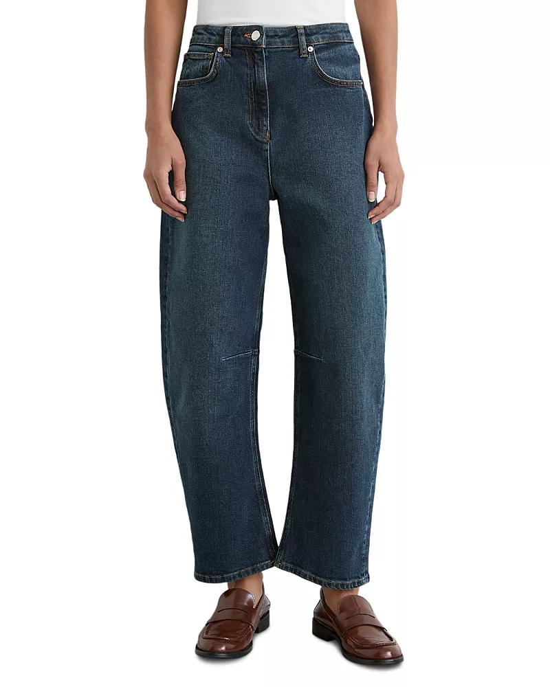 Reiss Levitt Cotton Stretch Mid Rise 32 Barrel Jeans in Antique Mid Blue