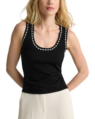 Wool Embellished Neck Tank Top