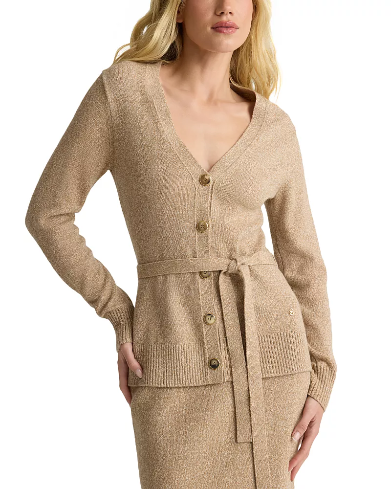 St. John Wool Belted Long Sleeve Cardigan