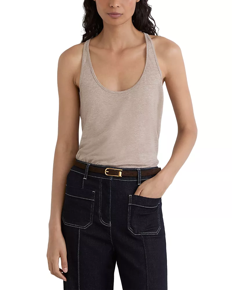 Reiss Lidie Linen Scoop Neck Tank Top