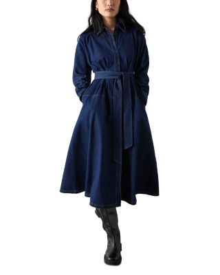 Cotton Denim Midi Shirtdress