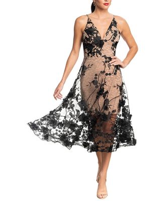 Audrey 3D Floral Embroidered V-Neck Dress