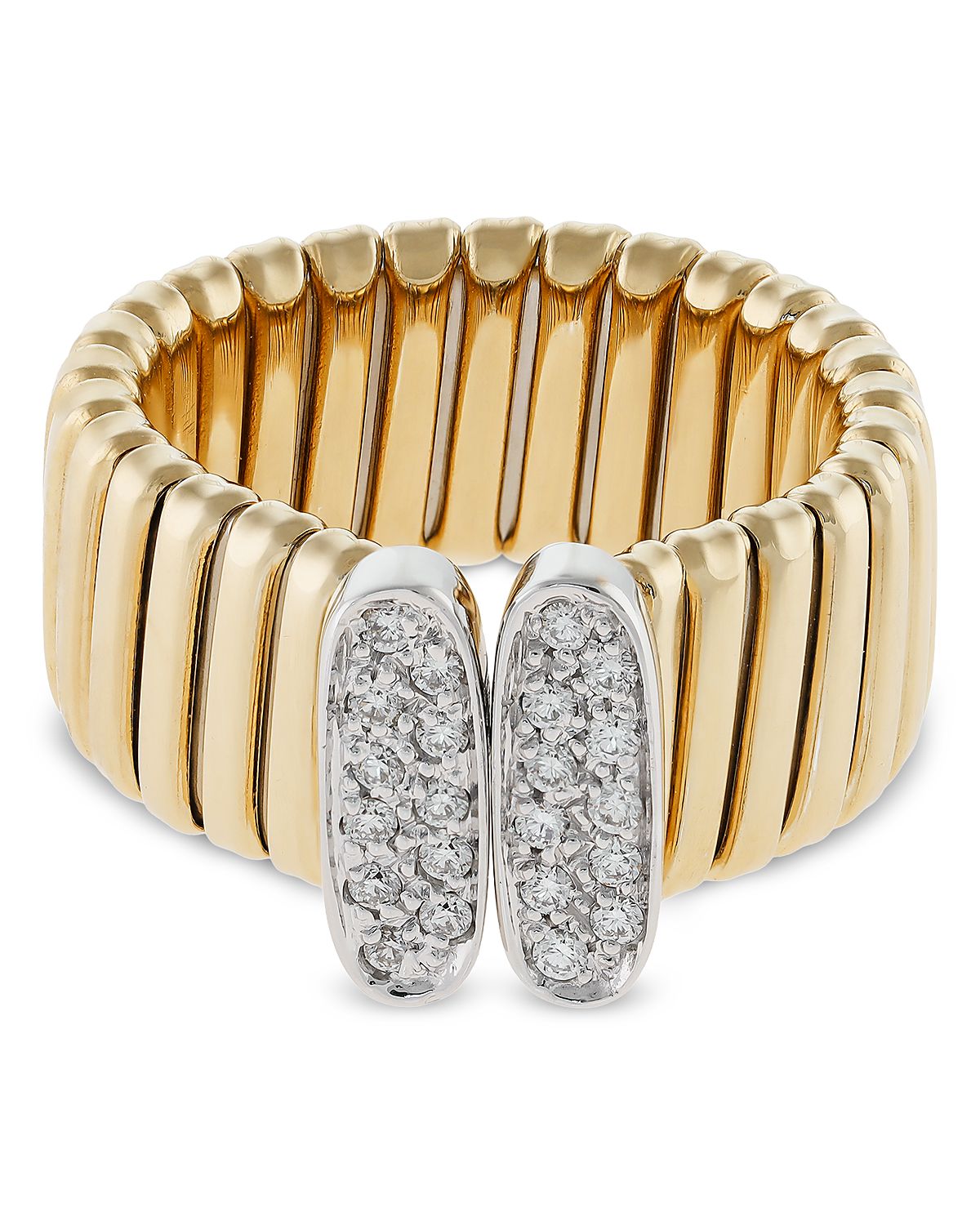 Alberto Milani 18K Yellow Gold Via Mercanti Diamond Kiss Tubogas Ring, 0.22 tcw