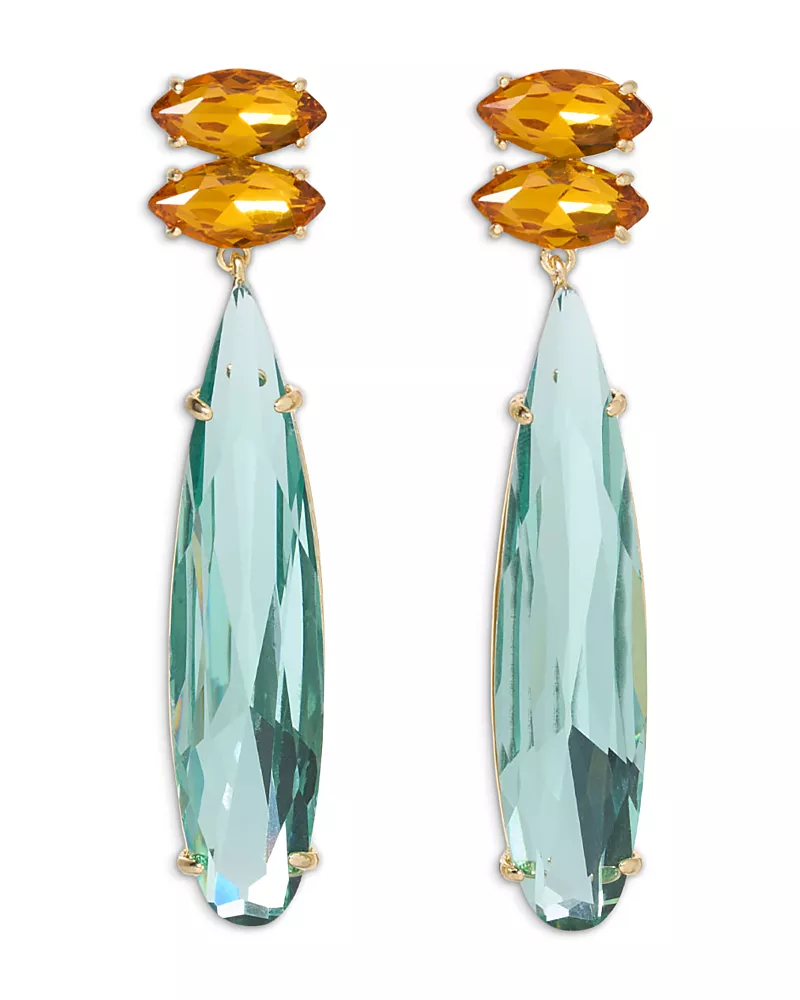Roxanne Assoulin The Icicle Crystal Navette Linear Drop Earrings