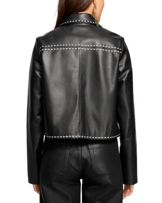 Mira Leather Contrast Stitch Jacket - thumbnail 3