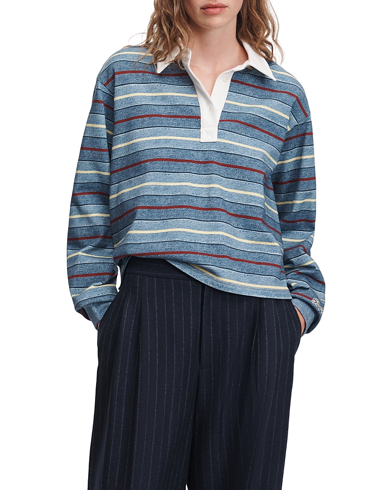 rag & bone Rb Miramar Cropped Cotton Rugby Shirt
