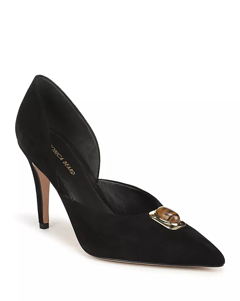 Veronica Beard Women's Lorena Cabochon Suede D'Orsay Pumps