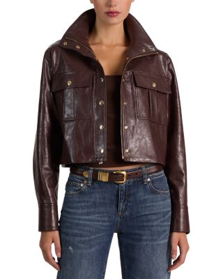 James Faux Leather Cropped Jacket