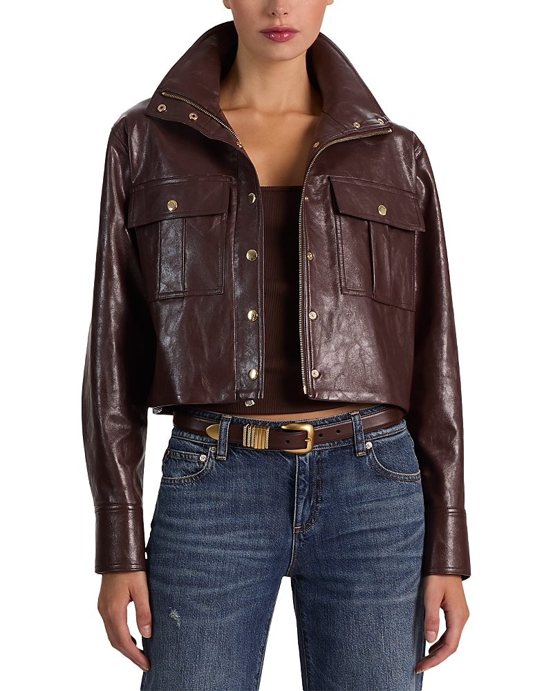 Alice and Olivia James Faux Leather Cropped Jacket