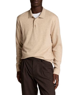 Heathered Double Face Long Sleeve Polo Shirt
