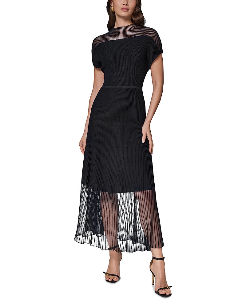 Donna Karan New York Donna Karan Sheer Panel Mock Neck Midi Sweater Dress