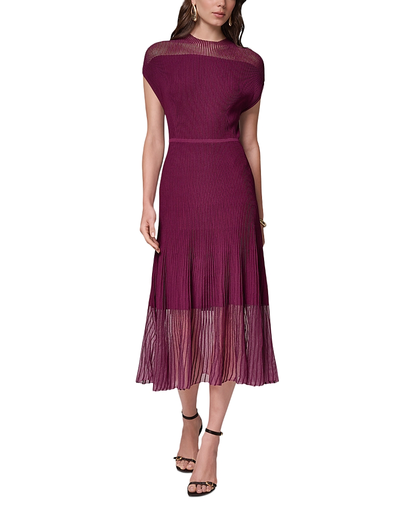 Donna Karan Sheer Panel Mock Neck Midi Sweater Dress