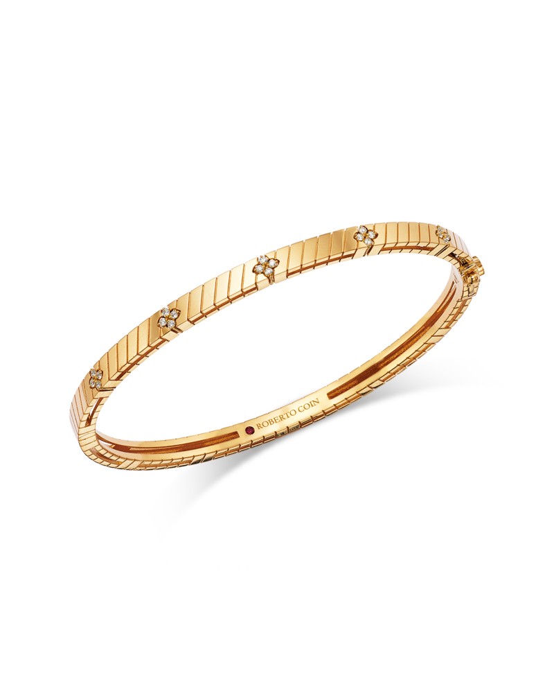 Roberto Coin 18K Yellow Gold Love in Verona Diamond Ridged Bangle Bracelet, 0.09 tcw by Bloomingdale's