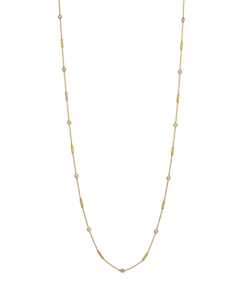 Roberto Coin 18K Yellow Gold Diamonds by the Inch Yellow Diamond Bezel & Polished Bar Collar Necklace, 0.83 tcw