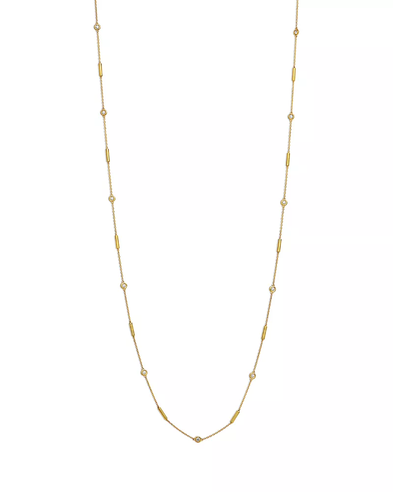 Roberto Coin 18K Yellow Gold Diamonds by the Inch Yellow Diamond Bezel & Polished Bar Collar Necklace, 0.83 tcw
